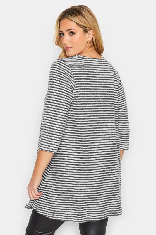 Plus Size Black & White Stripe Swing Style T-Shirt | Yours Clothing 3