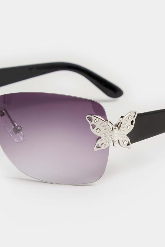 Black Butterfly Frameless Sunglasses | Yours Clothing 4