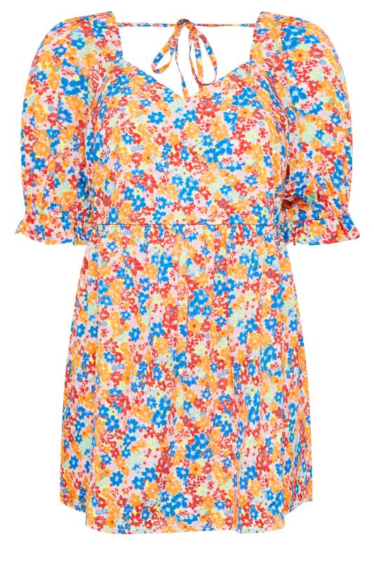 YOURS Orange Plus Size Floral Peplum Top | Yours Clothing  7