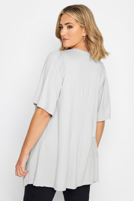 YOURS Plus Size Grey Pleat Front Top | Yours Clothing 4