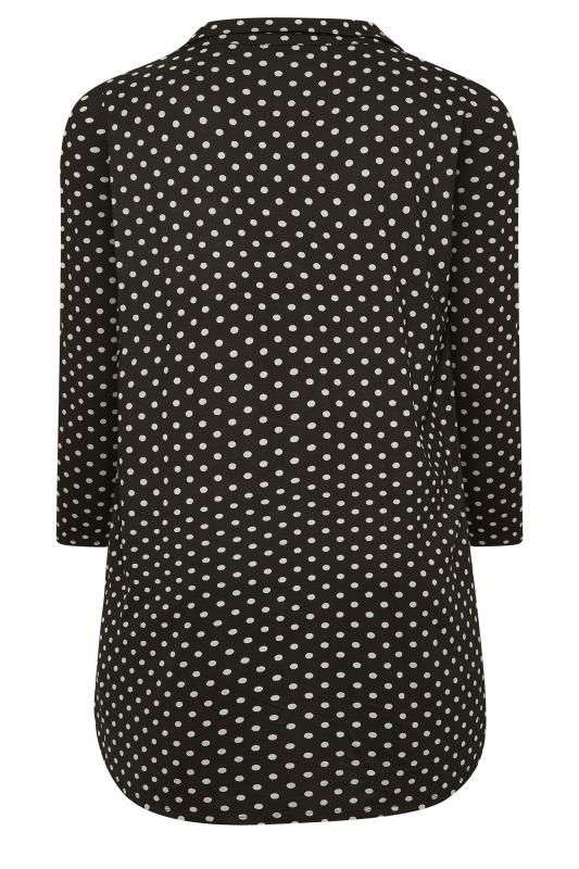 Plus Size Black & White Polka Dot Long Sleeve Shirt | Yours Clothing 7