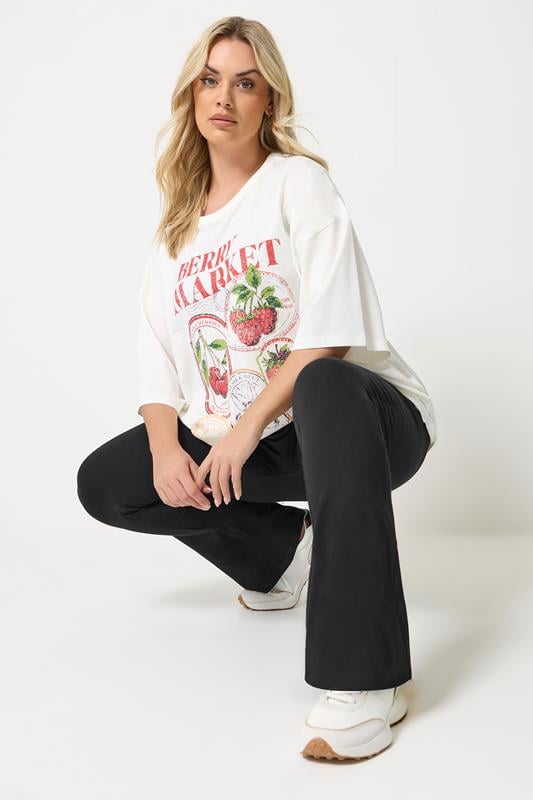 YOURS Plus Size Black Flared Leggings | Yours Clothing 4