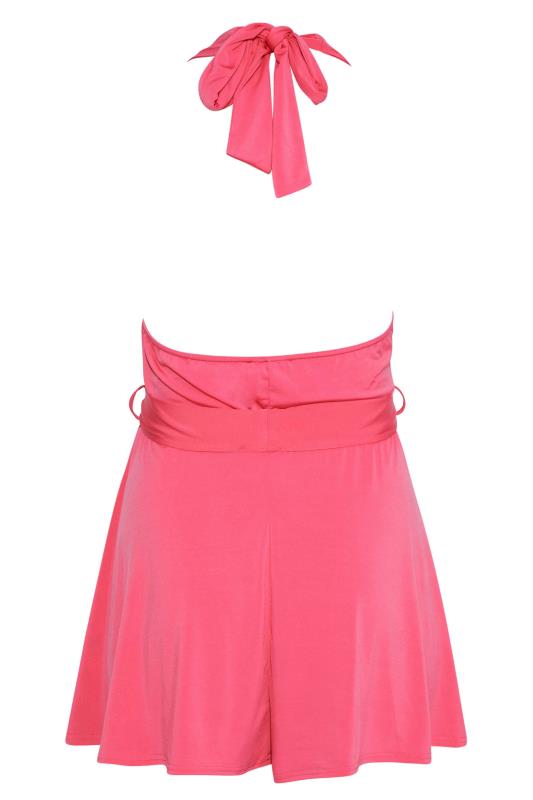 YOURS LONDON Plus Size Pink Ring Detail Halter Neck Top | Yours Clothing 7