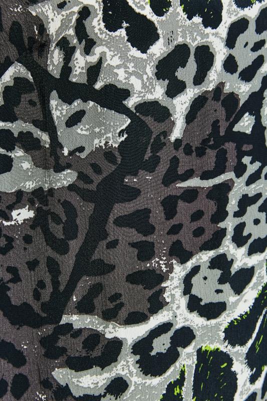 Curve Black Leopard Print Frill Sleeve Keyhole Top 4