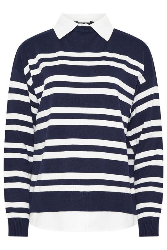 LTS Tall Women's Navy Blue Stripe 2-In-1 Jumper | Long Tall Sally  5