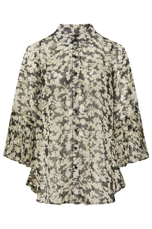 YOURS Plus Size Black & Gold Floral Print Shirt | Yours Clothing 5