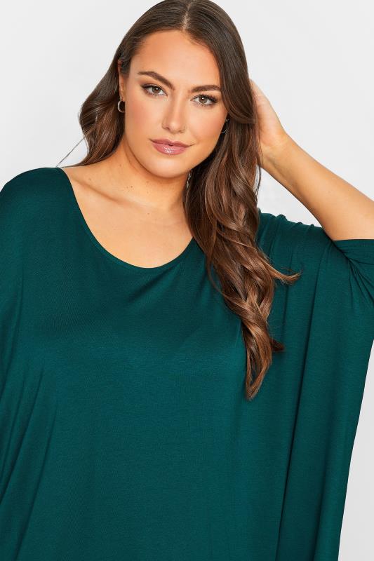 YOURS Plus Size Green Dipped Hem Tunic Top | Yours Clothing 4