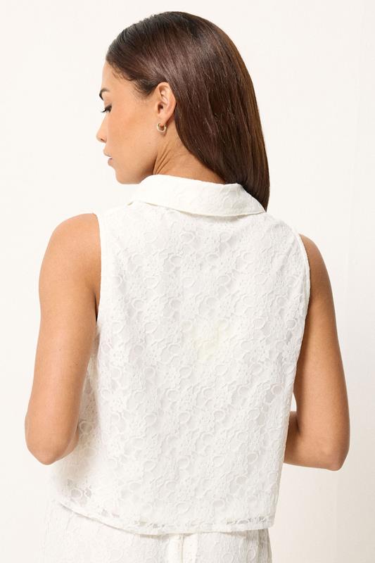 PixieGirl Petite Women's Set White Lace Lined Shirt & Wide Leg Trousers | PixieGirl 5