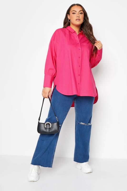 Plus Size Pink Oversized Poplin Shirt | Yours Clothing 2