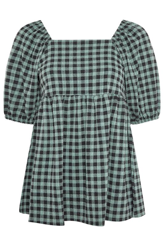 LIMITED COLLECTION Curve Green Gingham Square Neck Milkmaid Top 6