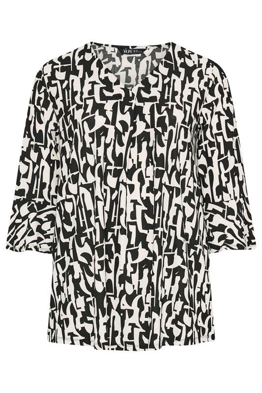YOURS Plus Size Black Abstract V-Neck Top | Yours Clothing 5