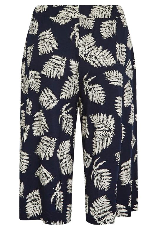 YOURS Plus Size Navy Blue Leaf Print Culottes | Yours Clothing 5