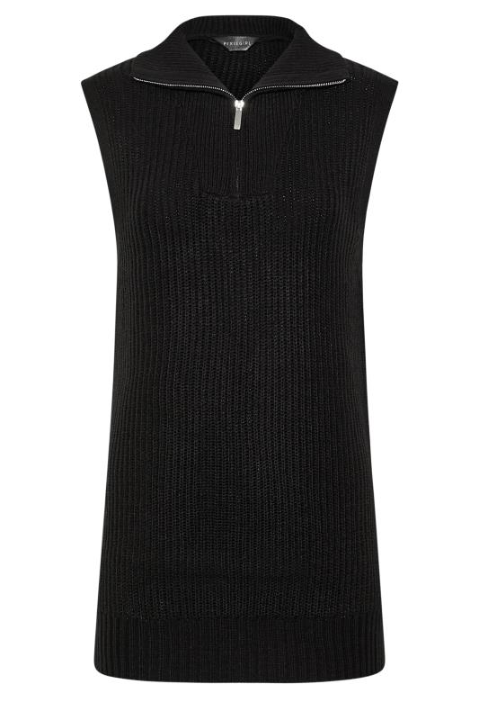 Petite Black Zip Longline Knitted Vest Top | PixieGirl 6