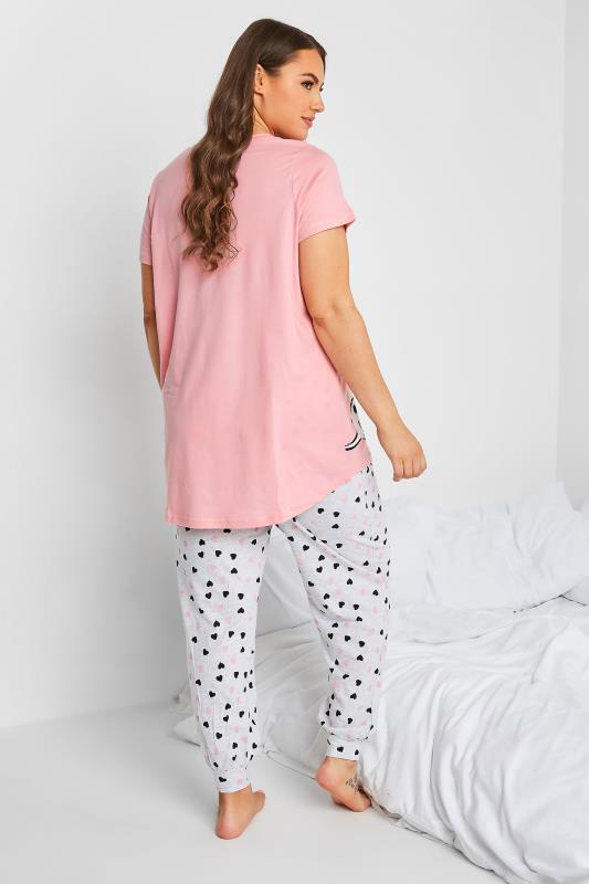 DISNEY Plus Size Pink Dalmatian Heart Print Pyjama Set | Yours Clothing 3