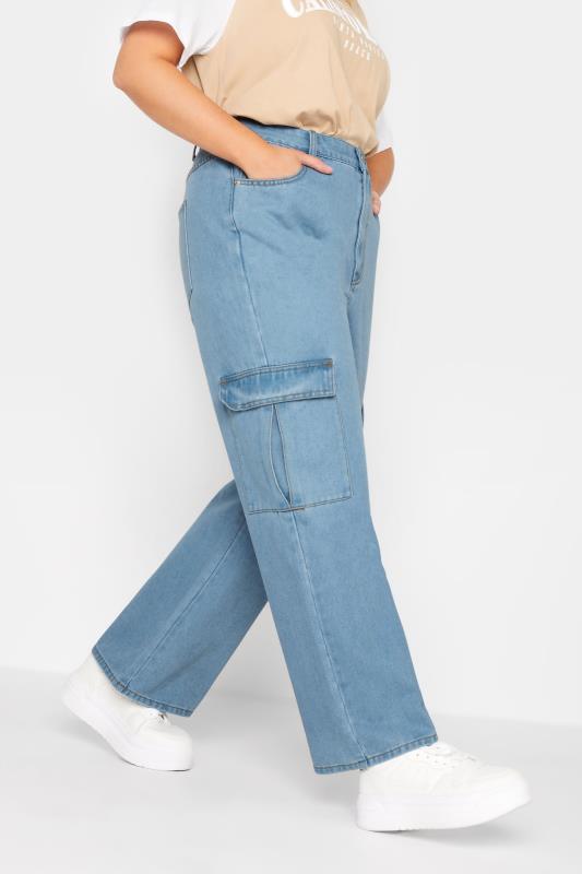 Plus Size  YOURS Curve Blue Cargo Jeans