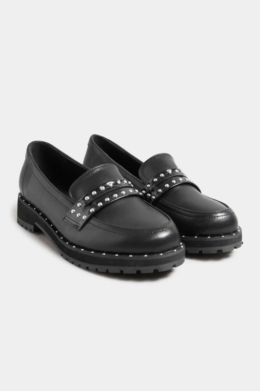 LTS Black Stud Loafers In Standard Fit | Long Tall Sally 2