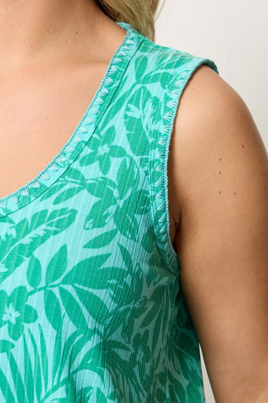 YOURS Plus Size Green Contrast Stitch Vest Top | Yours Clothing 4