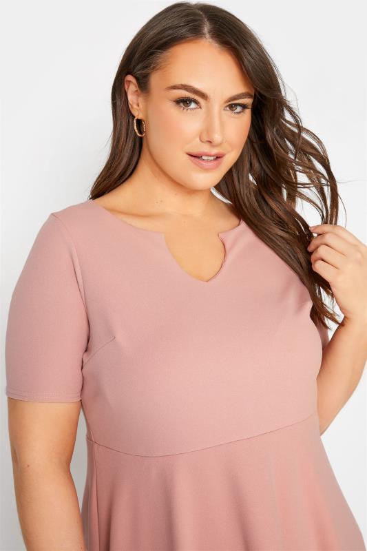 YOURS LONDON Plus Size Pink Notch Neck Skater Dress | Yours Clothing 4