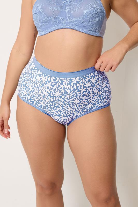 YOURSET 5 PACK Plus Size Blue Leaf Print Full Briefs | Yours Clothing 2