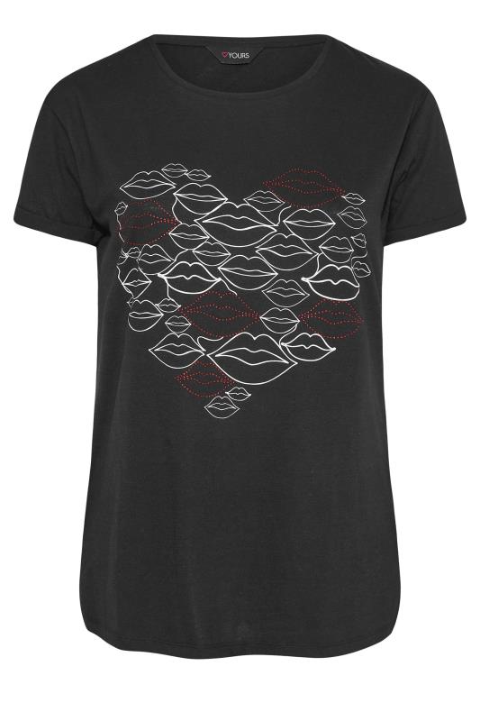 Black Embellished Lips & Heart Print T-Shirt_F.jpg