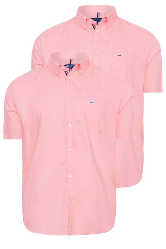 BadRhino Big & Tall Pink 2 PACK Short Sleeve Oxford Shirts | BadRhino 2