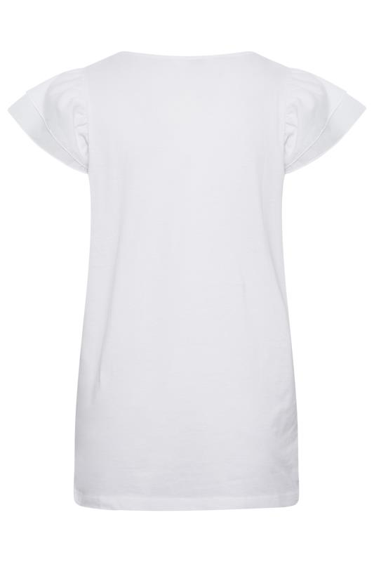YOURS Plus Size White Frill Sleeve T-Shirt | Yours Clothing 7