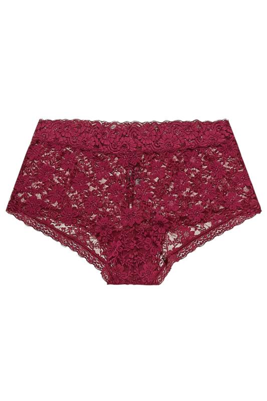 Plus Size Burgundy Red Floral Lace Mid Rise Shorts | Yours Clothing 4