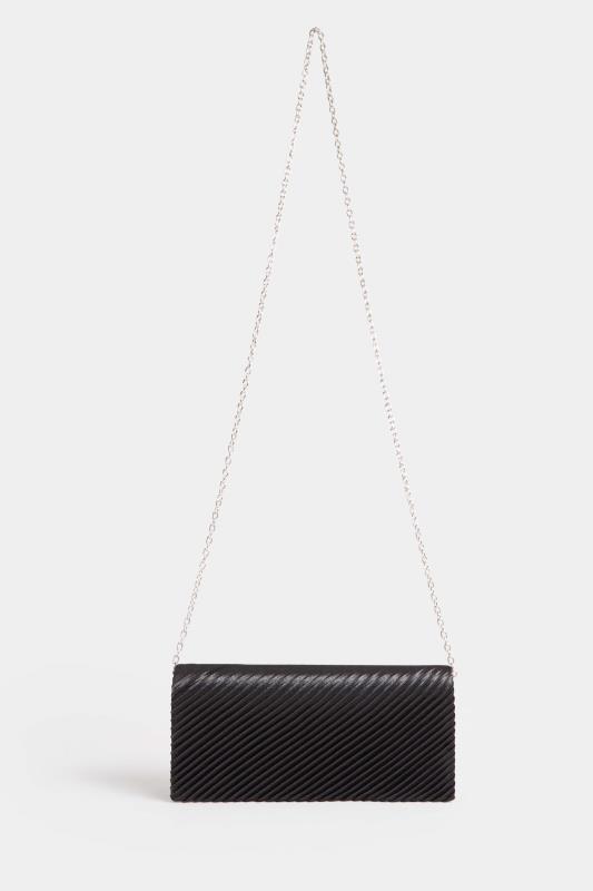 Black Pleated Satin Clutch Bag | Yours Clothing 4