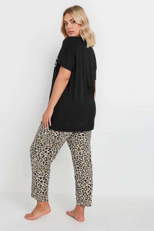 YOURS Plus Size Black 'Weekend Vibes' Wide Leg Pyjama Set | Yours Clothing 3