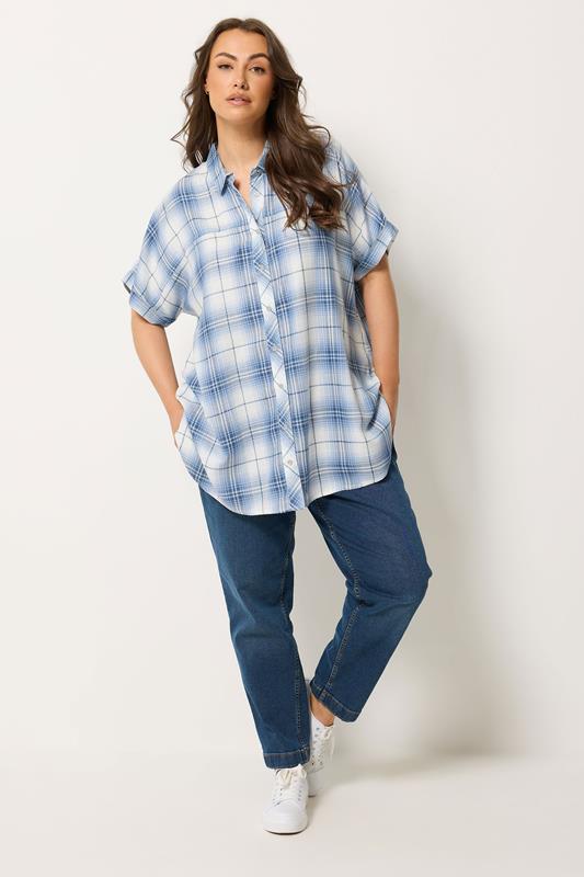 YOURS Plus Size Blue Checked Shirt | Yours Clothing 1