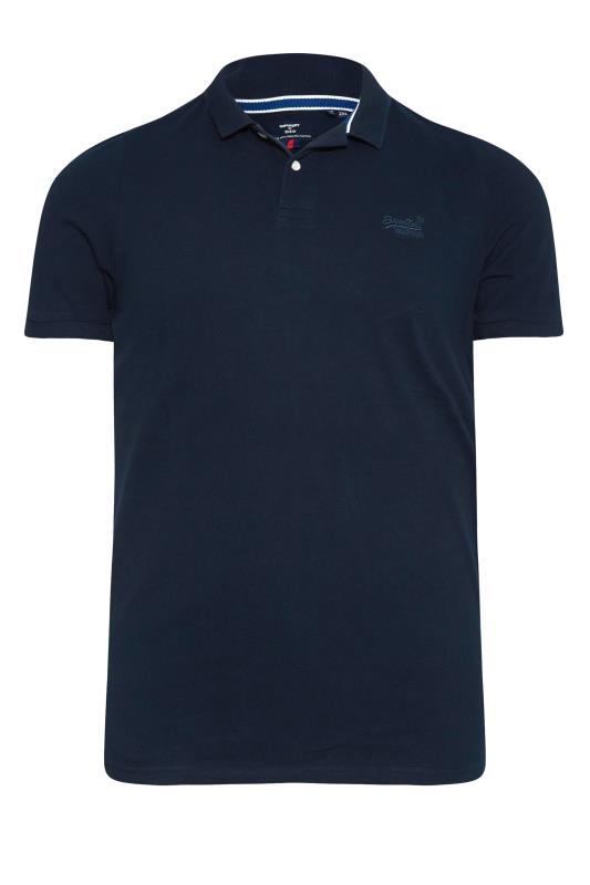 Plus Size  SUPERDRY Big & Tall Navy Blue Pique Polo Shirt