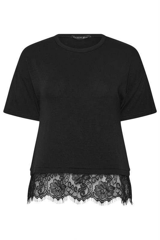 PixieGirl Petite Women's Black Lace Hem T-Shirt | PixieGirl 6