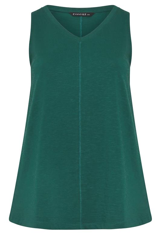 EVANS Plus Size Teal Green Premium Cotton Vest Top | Evans 5