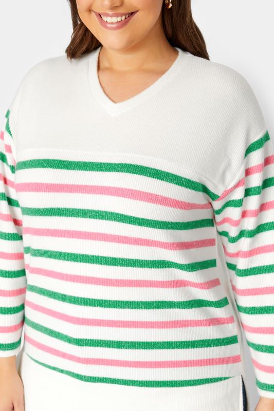 YOURS LUXURY Plus Size Curve White Stripe Long Sleeve Jumper | Yours Clothing  5