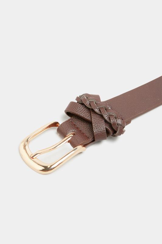 Brown Braided Buckle Belt | Yours Clothing 4