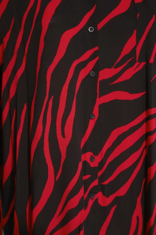 YOURS LONDON Curve Red & Black Zebra Print Oversized Shirt 5