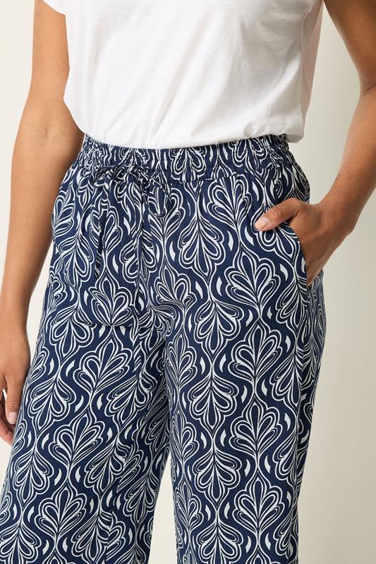 M&Co Navy Blue Abstract Print Wide Leg Culottes | M&Co 4