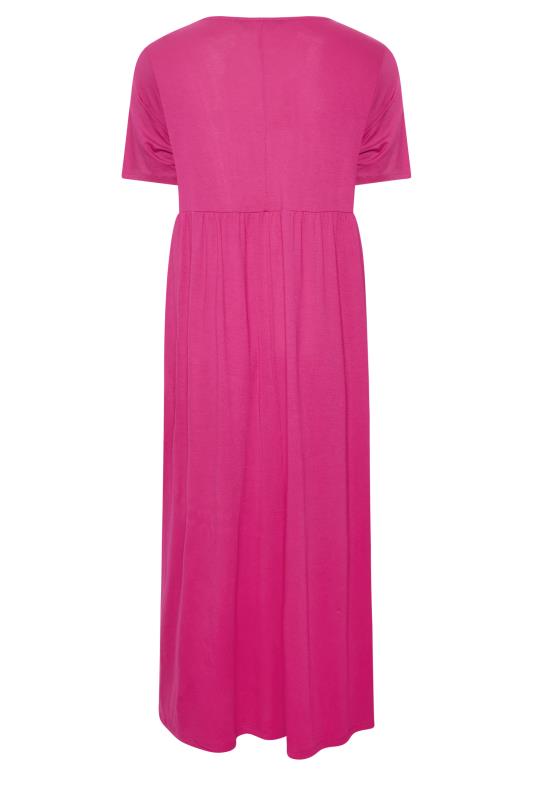 LIMITED COLLECTION Plus Size Curve Hot Pink Pocket Maxi Dress | Yours Clothing  8