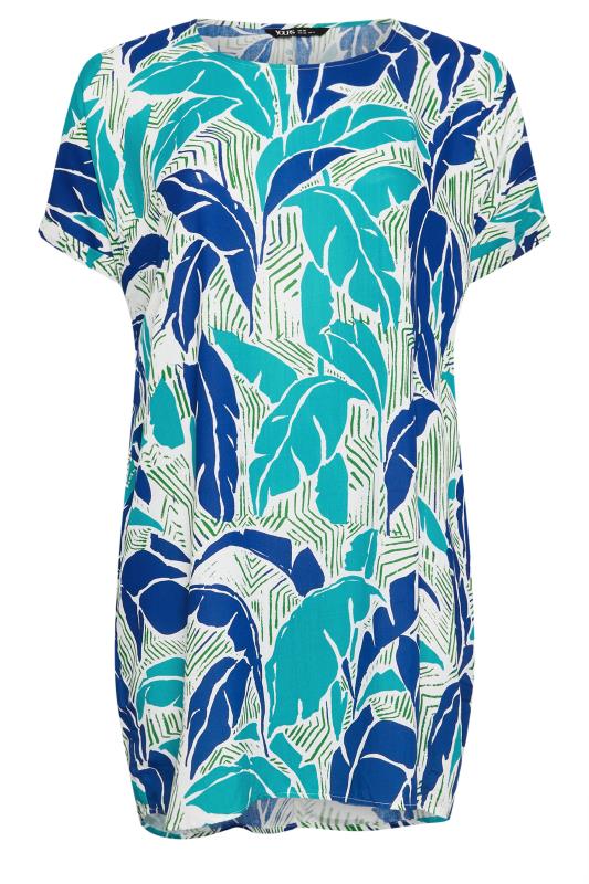 YOURS Plus Size Blue Tropical Print Tunic Dress | Yours Clothing 5
