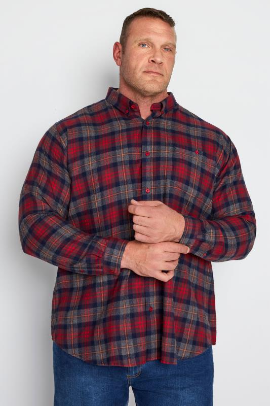 Plus Size  ESPIONAGE Red Check Long Sleeve Shirt