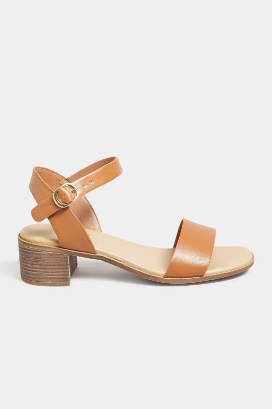 Tan Brown Strappy Low Heel Sandals In Extra Wide EEE Fit | Yours Clothing  3