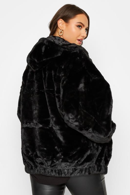 Plus Size Black Faux Fur Oversized Jacket | Yours Clothing 3