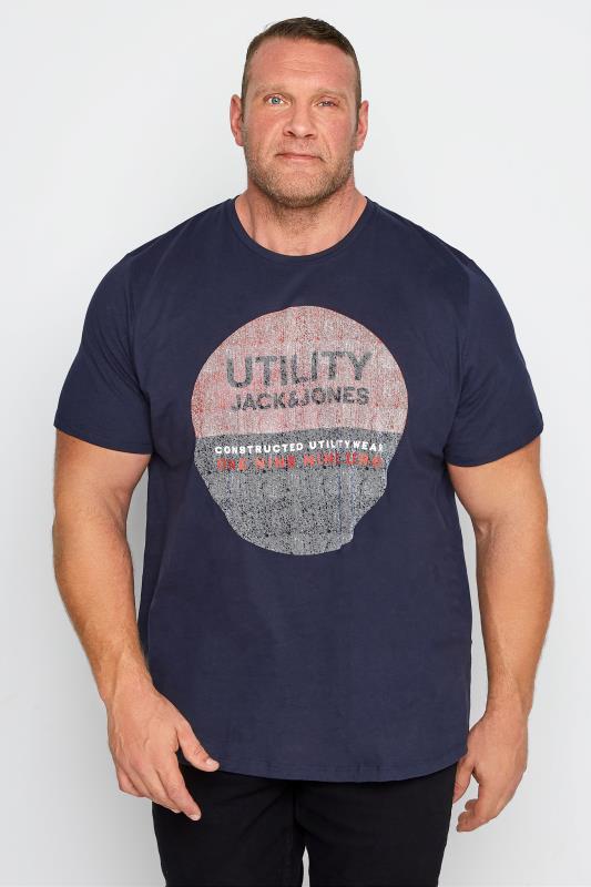 Plus Size  JACK & JONES Navy Mula T-Shirt