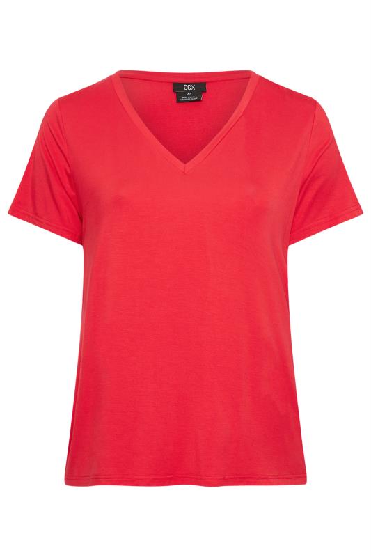Evans Red V-Neck T-Shirt | Evans 1