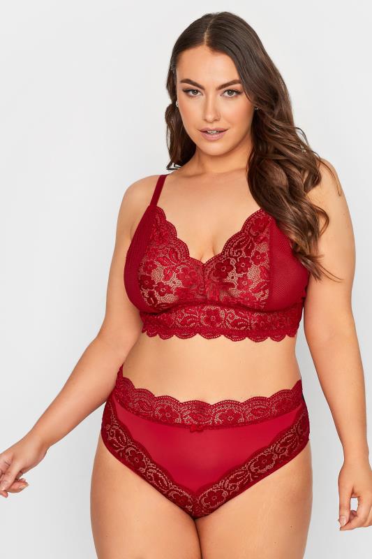 Plus Size Red Lace Fishnet Bra | Yours Clothing 2