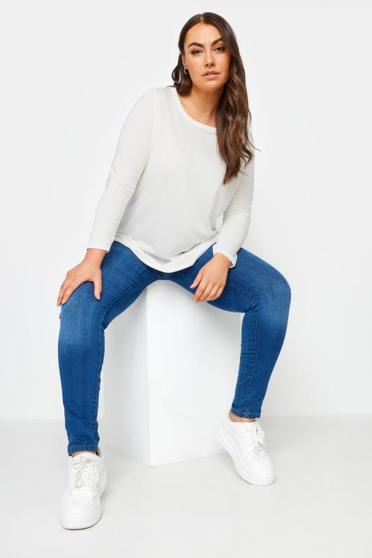 YOURS Plus Size White Long Sleeve Top | Yours Clothing 2