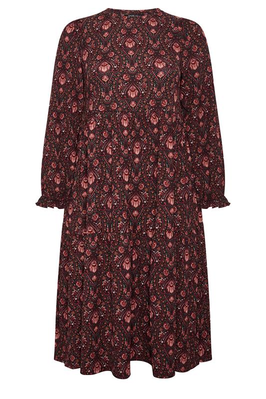Yours Women's Plus Size Burgundy Red Paisley Textured Midi Dress Size 26-28
