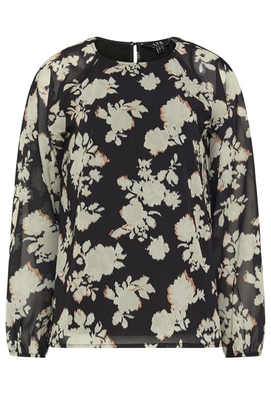 LTS Tall Women's Black Floral Long Sleeve Blouse | Long Tall Sally 5