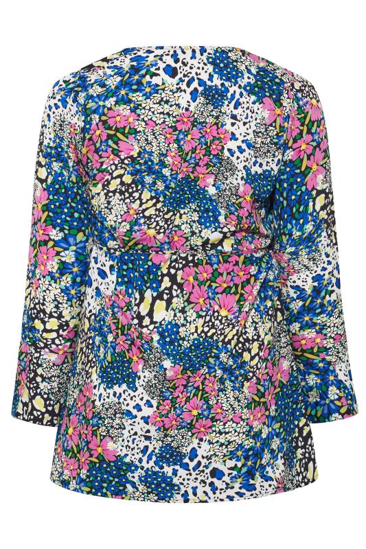 LIMITED COLLECTION Curve Black & Blue Mixed Floral Print Wrap Top 7