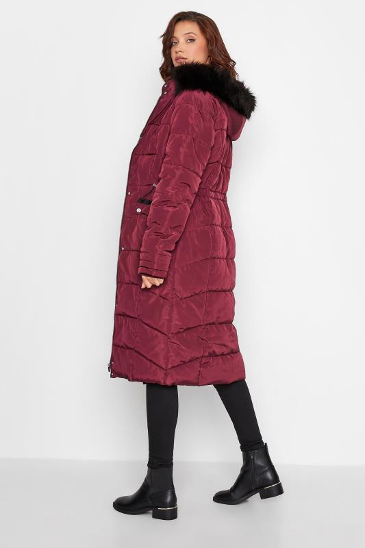 LTS Tall Women's Burgundy Red Longline Puffer Coat | Long Tall Sally 3